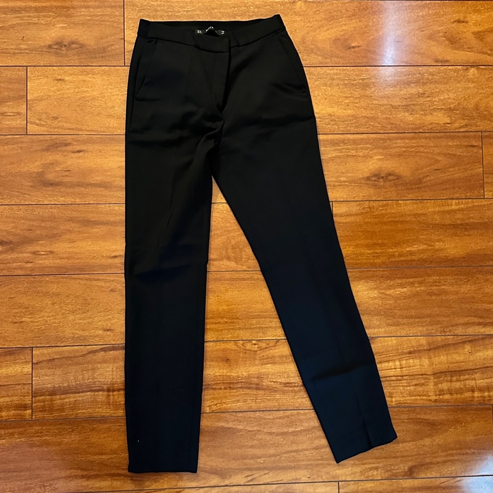 Zara Basic Womens Black Slim Fit Trousers Size 2 Pockets
